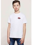 Resim Kırmızı Araba Tosbağa Baskılı Unisex Çocuk Beyaz T-Shirt 