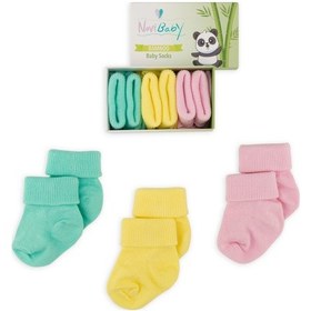 Resim Novibaby 3'lü Bambu Yenidoğan Bebek Çorap I Bee I 0-6 ay "Karışık Renkli" 