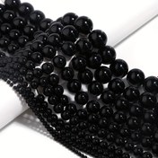 Resim 1Strand Doğal Siyah Oniks Taşları, Pürüzsüz Yuvarlak, 4/6/8/10/12mm, Takı Yapımı, DIY Bileklik Kolye Boncukları, LINGSAI Marka 