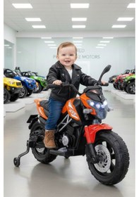 Resim Motocross Cross Akülü Motor Akülü Araba Yeni Seri Babyhope 447 12v Turuncu 