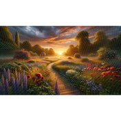 Resim Venspor Gün Batımı Çiçek Bahçesi Temalı, Doğa Manzaralı, Dekoratif Arkaplan, 200x150cm, Fon, Duvar Örtüsü 