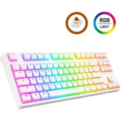 Resim Rampage KB-R136 GHOST Beyaz Type-C Bağlantılı RGB Puding Tuşlu Rampage