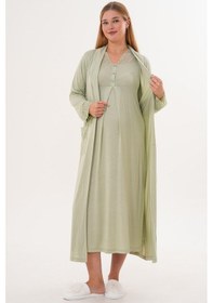 Resim Mecit Pijama Mecit 6331 Yeşil Sabahlıklı Lohusa Gecelik Takım 