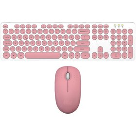 Resim batcell Kablosuz Klavye Mouse Seti Türkçe Q Klavye Sessiz Set Pembe 