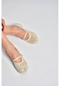 Resim Fox Shoes Y726864006 Bej Dantelli Kadın Babet 