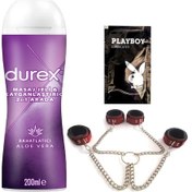 Resim Durex Aloe Vera Masaj&kayganlaştırma Jel + Kırmızı Deri El Ve Ayak Kelepçesi + Hediye 