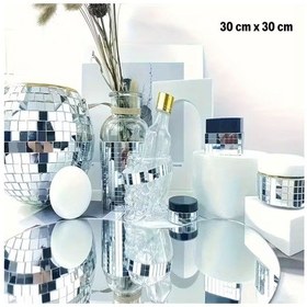 Resim River World Silver 30 Cm X 30 Cm Lik Kendinden Yapışkanlı Cam Mozaşk Kare Aynalı Dekor Panel 