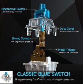 Resim VOOKA Trol Blue Switch Mini Rgb Oyun Klavyesi Gaming 