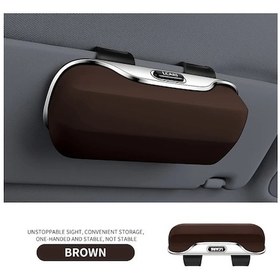 Resim Boatshop1 Araba Gözlük Tutucu Güneşlik Klipsi Kahverengi Evrensel Depolama Kutusu Sürücü Yolcu İçin 
