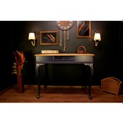 Resim Wooding 110 Cm Masif Naturel Lacivert Oymalı Çalışma Masası 