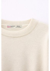 Resim Mixray 7021 Kadın Bisiklet Yaka Oversize Basic Premium Triko Kazak Naturel Çok Renkli 