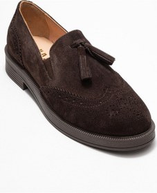 Resim Luvishoes Luvi Shoes Alex Kahverengi Süet Hakiki Deri Püsküllü Lastikli Kadın Loafer Ayakkabı Kahve Süet 