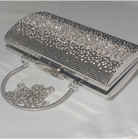 Resim Şarra Gossi Gece Çantası Taşlı Gümül Abiye Çanta Gece Çantası Portföy Clutch 
