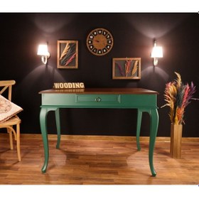 Resim Wooding-Mobilya Wooding 100 Cm Çekmeceli Masif Yeşil Ceviz Çalışma Masası 
