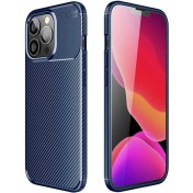 Resim Apple Iphone 13 Pro Max Kılıf Negro Karbon Görünüm Dizayn Silikon Lacivert Gpack