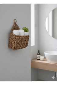 Resim DECHAUS Hasır Posta Kutusu Duvar Saksısı Gazete Kitaplık Hasır Ahşap Sepet Dekoratif 