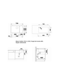 Resim Blanco Sublıne 700 U Level Siyah Granit Eviye. 70CM. Sılgranıt Pu 