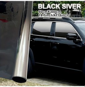 Resim Globalbloom 1 Adet Gümüş Renk Degradeli Çift Renkli Yapışkanlı Güneşlik Oto Film, 50x300cm, Isı Yalıtım 