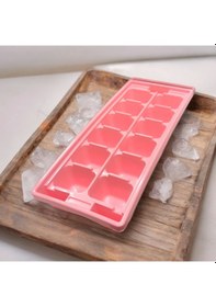 Resim Mybru Pembe Sert Plastik 12 Hazneli Kare Buz Kalıbı Pembe 