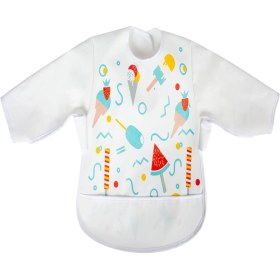 Resim Beyaz Kollu Muşamba Mama Önlüğü 