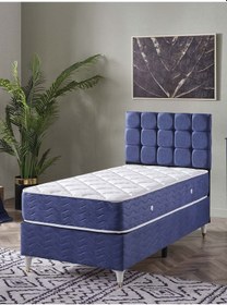 Resim Beehanem Bengü Tek Kişilik 3lü Set Yatak+baza+başlık Jeryymavi 120 X 200 