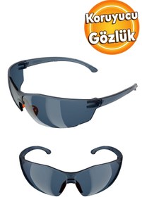 Resim Badem10 Iş Güvenlik Güvenliği Gözlüğü Uv Koruyucu Silikonlu Gözlük S1100 Füme Ürünleri 