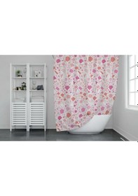 Resim Banyo Perdesi 1x100x200 Tek Kanat Duş Perdesi Halka Hediyeli Duşakabin Perdesi 6811 Pembe 