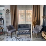 Resim Ecem Life Gri Kazayagı Cay Seti Koltuk Takımı 2 1 1 Puf Hedye 