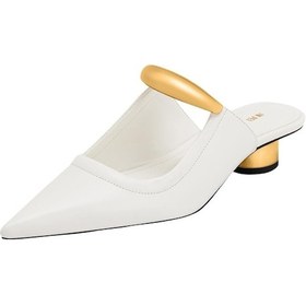 Resim Jw Pei Helena Pierced Mules Claret Red Vegan Deri Topuklu Terlik, Şık Ve Rahat Tasarım Beyaz 