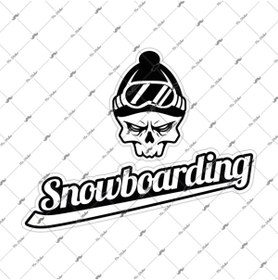 Resim Bay Etiket Rfhlm130 Reflektif Snowboarding Yazisi Ve Kurukafa Etiketi 