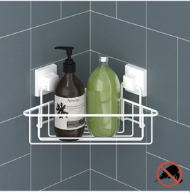 Resim Teknotel Easyfıx Yapışkanlı Tek Katlı Banyo Köşe Rafı Beyaz Ef251 