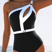 Resim 1 adet Kadın Modası Tek Parça Mayo, Yüksek Esnek Örme Kumaş, Düz Renk, Polyester %82 Elastan %18, Spor Stili, Tek Parça Mayo 