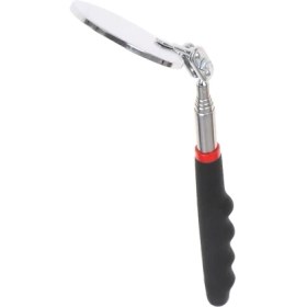 Resim Xiyu Shop Siyah Stil 5cm Kaymaz Saplı 50MM Araba Teleskopik Algılama Lensi Paslanmaz Çelik Muayene 360 ​​derece Yuvarlak Ayna Taşınabilir Onarım Aracı (Yurt Dışından) 