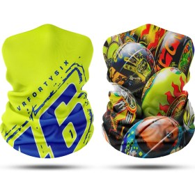 Resim Dair Aksesuar Rossi Kask Desenli 2'li Set Boyunluk Bandana Outdoor Balaklava Yüz Maskesi Kafa Bandı 