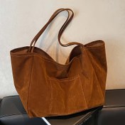 Resim Kadınlar için Büyük Peluş Süet Tote Çanta - Çok Cepli Geniş Omuz Çantası, Seyahat ve Günlük Kullanım için Mükemmel, Kahve Kahverengi, Açık Kahverengi, Beyaz, Kırmızı, Siyah Renklerde Mevcut 