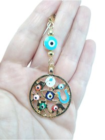 Resim biuti Altın Kaplama Rengarenk Hayat Ağacı Nazar Boncuğu Araba Dikiz Ayna Süsü, Lüks Yeni Araba Hediyesi 