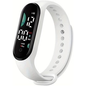 Resim Gaojunshop01 Beyaz Dokunmatik Led Spor Saati - Dayanıklı Pvc Kayış, 24 Saat, Fitness, Hediye Diğer 