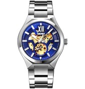 Resim Rogfer Skmeı 9258 Erkekler İki Renkli Paslanmaz Çelik Kayış Otomatik Mekanik Saat Gümüş Kabuk Mavi Yüzey Çok Renkli Çok Renkli 