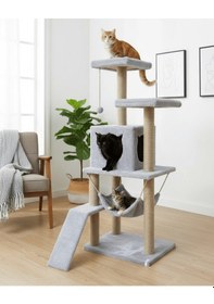 Resim Reyo Pet S9 Kedi Tırmalama Kulesi Platformlu 124 Cm Gri 