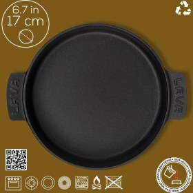 Resim Lava Döküm Yuvarlak Güveç Kabı Döküm Demir Yekpare Çift Kulplu Çap(Ø)17cm. 