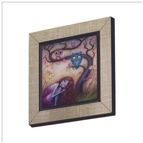 Resim Baykuşlar Ve Kız Baskılı Mdf Magnet 7x7 