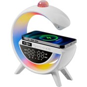 Resim Polygold BT-3402 Dijital Saat ve Alarmlı Rgb Ledli 15W Kablosuz Şarjlı Bluetooth Hoparlör 