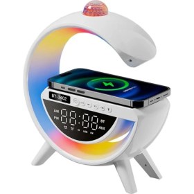 Resim Polygold BT-3402 Dijital Saat ve Alarmlı Rgb Ledli 15W Kablosuz Şarjlı Bluetooth Hoparlör 