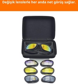 Resim Letsii Çok Lensli Dayanıklı Taktik Gözlük UV Koruma ile Motosiklet ve Avcılık için İdeal 