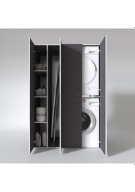 Resim Kenzlife Çamaşır-Kurutma Makinesi Dolabı Kapaklı Yaromira Gri 180*120*60 Banyo Arkalıksız Çok Renkli 