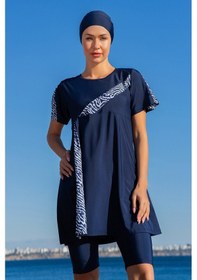 Resim Remsa Likralı Kısa Kollu Yarı Kapalı Mayo 25222-2 Lacivert Lacivert 