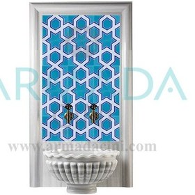 Resim Armada Çini 60X100 CM Sp 98 Mavi Yıldız Serigraf Türk Hamamı Pano 