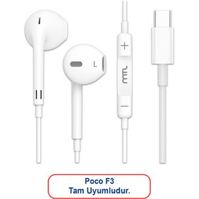 Resim MTL Poco F3 Uyumlu Tak Çalıştır Stereo Type-C Kulaklık F3 
