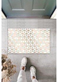 Resim Pudra Kapı Önü Paspası D Kareler Desen K-3232 