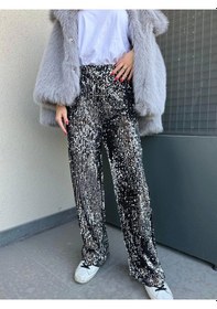 Resim Keymoda Kadın Pullu Pantolon Gümüş Siyah 